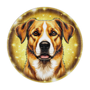 Hund mit goldenem Hintergrund Schneidebrett