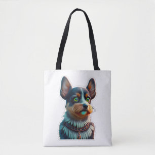 Hund mit grünem Eier Klassischer T - Shirt Tasche