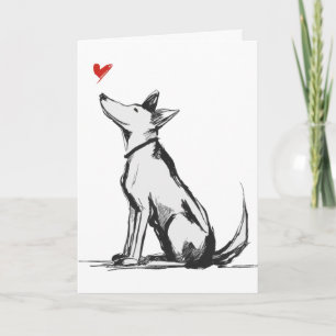 Hund mit Herz – Minimal Love Tier Skizze Karte