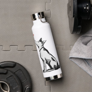 Hund mit Herz – Minimal Love Tier Skizze Trinkflasche
