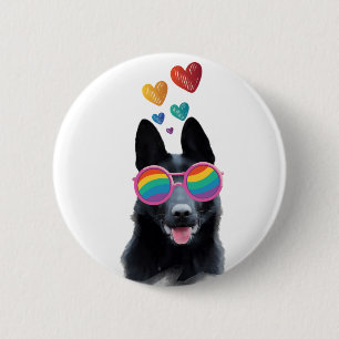 Hund mit Herz-Valentinstag Button