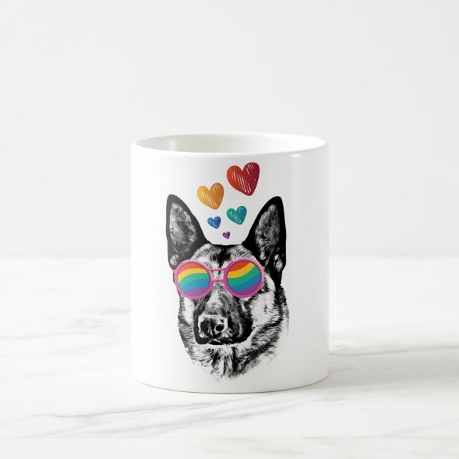 Hund mit Herz-Valentinstag Kaffeetasse (Mittel)