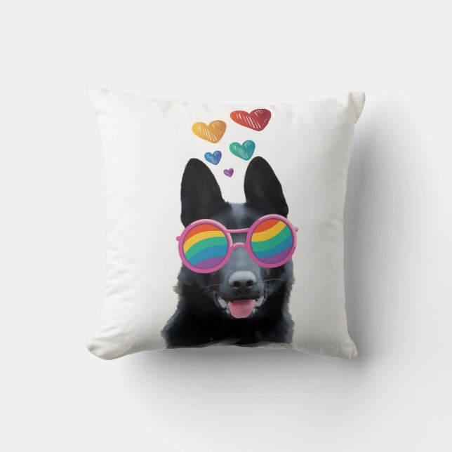 Hund mit Herz-Valentinstag Kissen (Vorderseite)