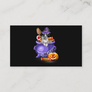 Hund mit Hexenhut, Kürbiskürbis Halloween Visitenkarte