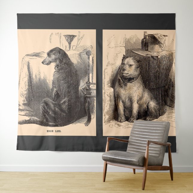 Hund mit hohem Leben, Hund mit niedrigem Leben Wandteppich (Beispiel (Horizontal))