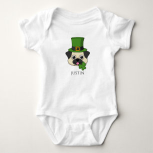 Hund mit Hut und Kleeblatt St Patrick's Personal Baby Strampler