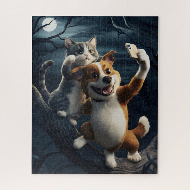 Hund mit Katze. (Vertikal)