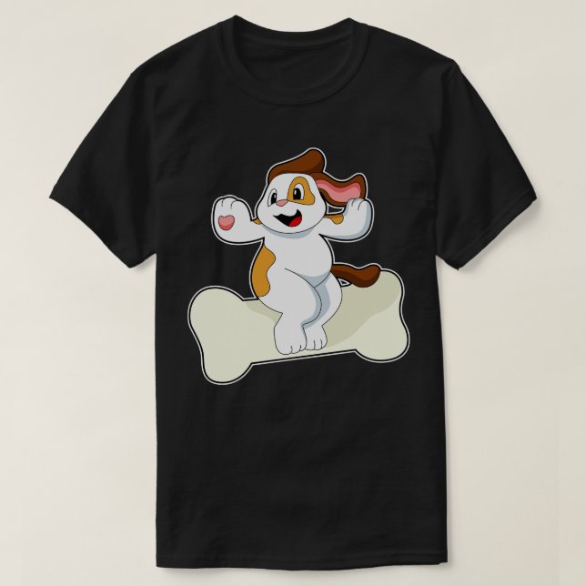 Hund mit Knochen 1 T-Shirt (Design vorne)