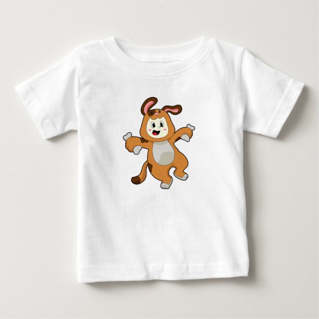 Hund mit Knochen als Kaninchen Baby T-shirt (Vorderseite)