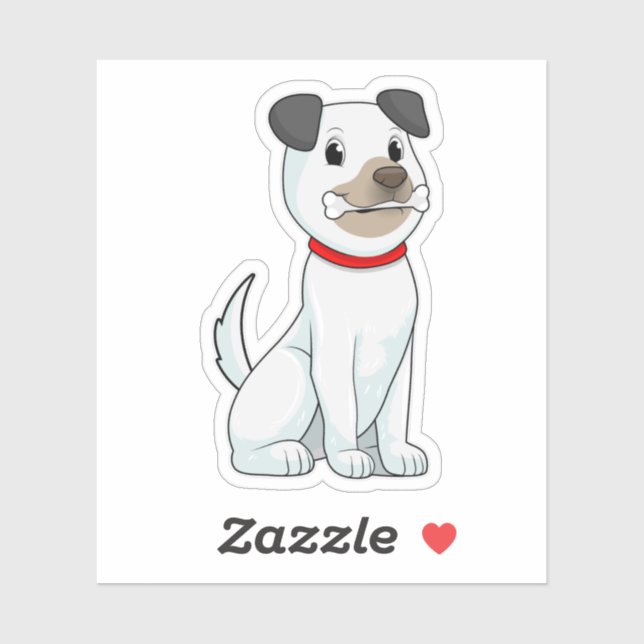 Hund mit Knochen Aufkleber (Blatt)