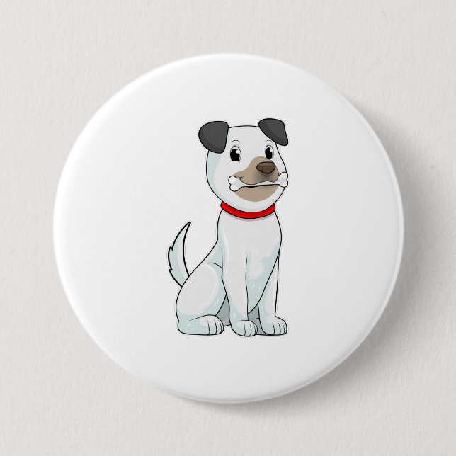 Hund mit Knochen Button (Vorderseite)