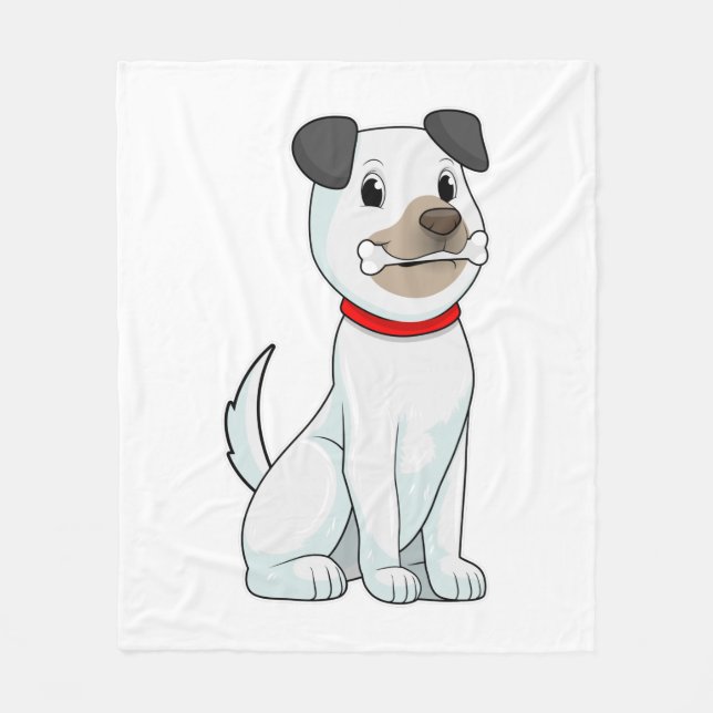 Hund mit Knochen Fleecedecke (Vorderseite)