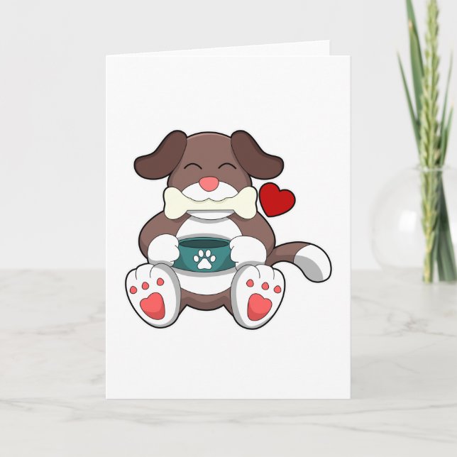 Hund mit Knochen Karte (Vorderseite)