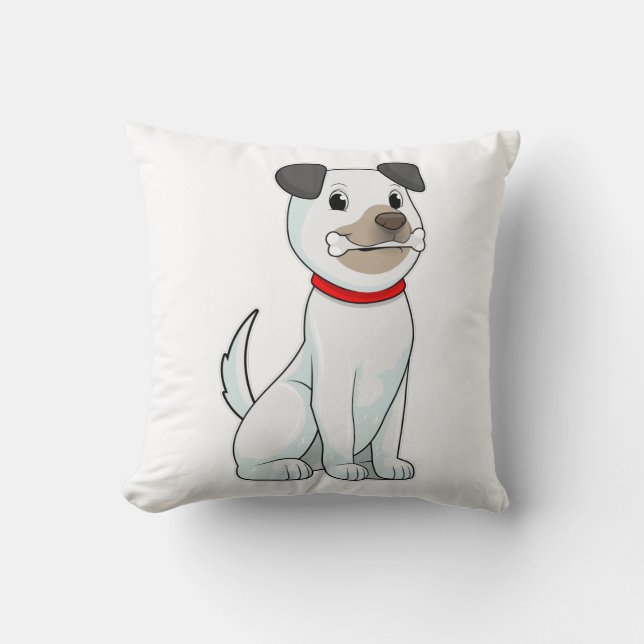 Hund mit Knochen Kissen (Vorderseite)