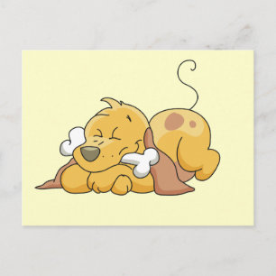 Hund mit Knochentrecken und Geschenken Postkarte
