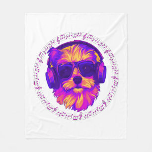 Hund mit Kopfhörerhund mit Brille Fleecedecke