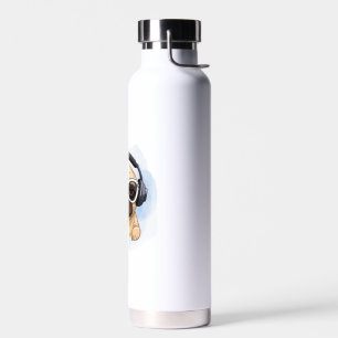 Hund mit Kopfhörern 2 Trinkflasche