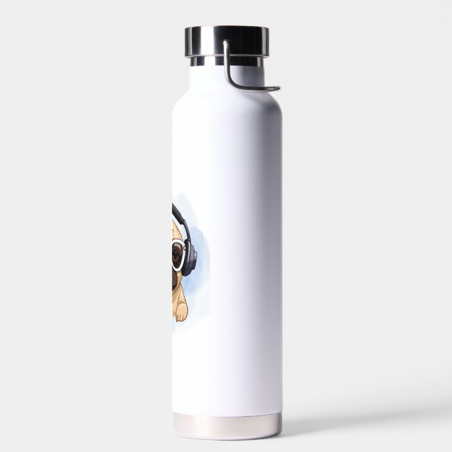 Hund mit Kopfhörern 2 Trinkflasche (Links)