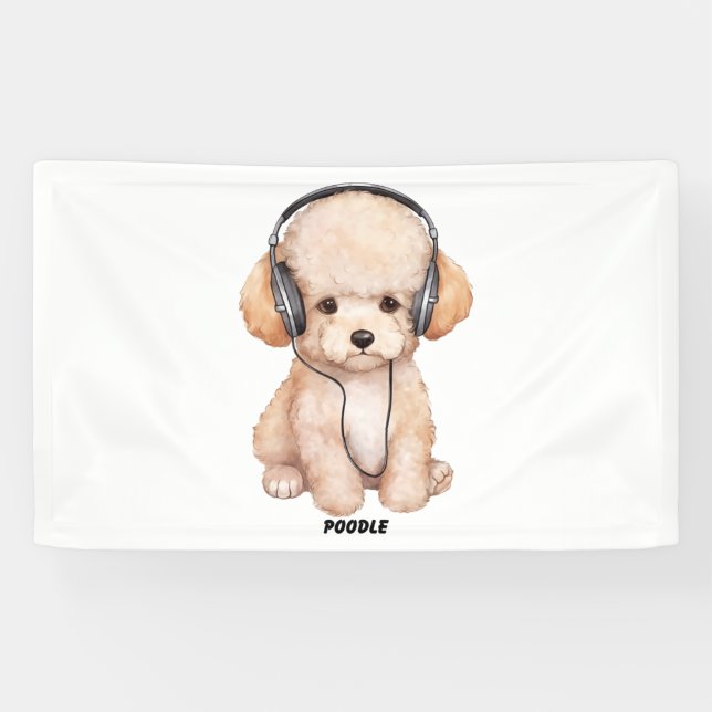 Hund mit Kopfhörern Banner (Horizontal)