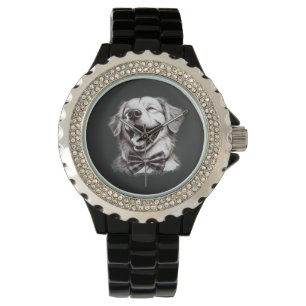 Hund mit Krawatte Armbanduhr