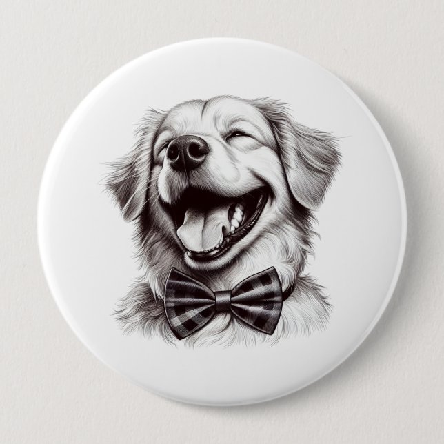 Hund mit Krawatte Button (Vorderseite)