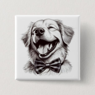 Hund mit Krawatte Button