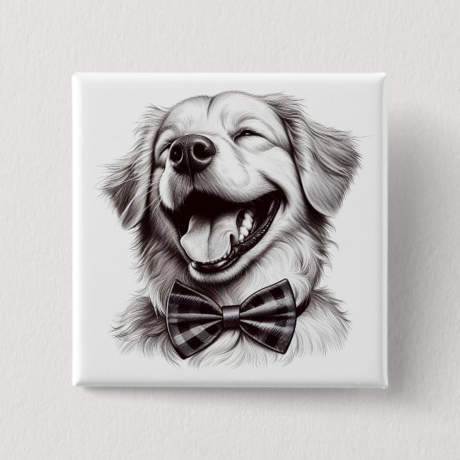 Hund mit Krawatte Button (Vorderseite)