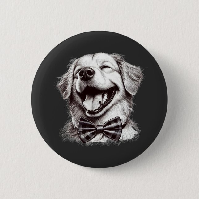 Hund mit Krawatte Button (Vorderseite)
