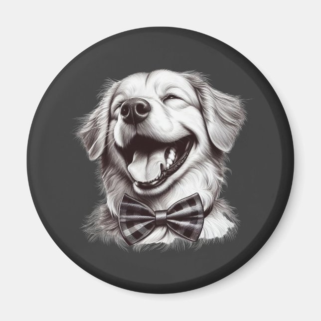 Hund mit Krawatte Magnet (Vorne)