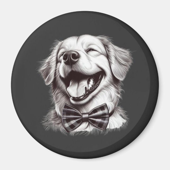 Hund mit Krawatte Magnet (Vorne)