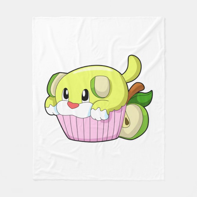 Hund mit Kuchen Fleecedecke (Vorderseite)