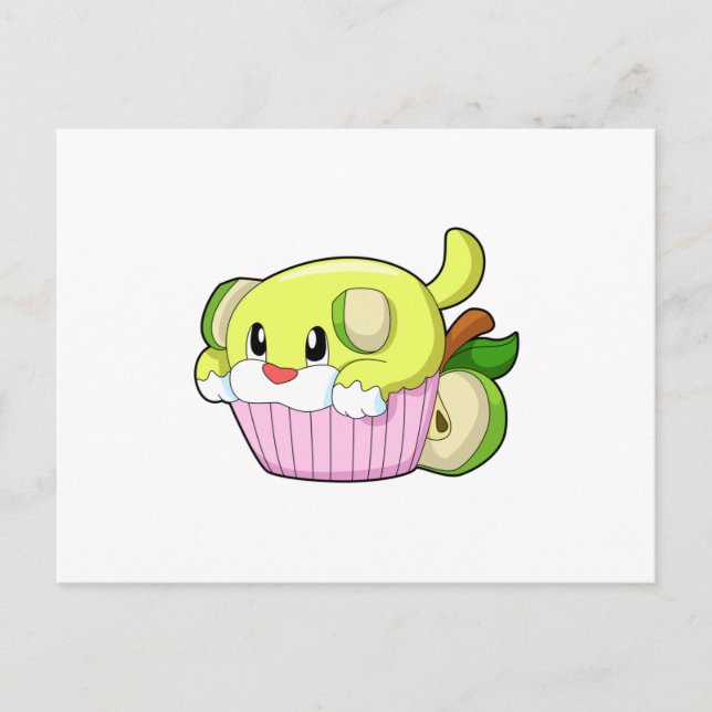 Hund mit Kuchen Postkarte (Vorderseite)