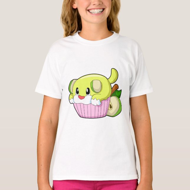 Hund mit Kuchen T-Shirt (Vorderseite)