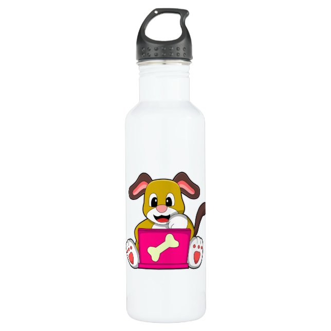 Hund mit Laptop Edelstahlflasche (Vorderseite)
