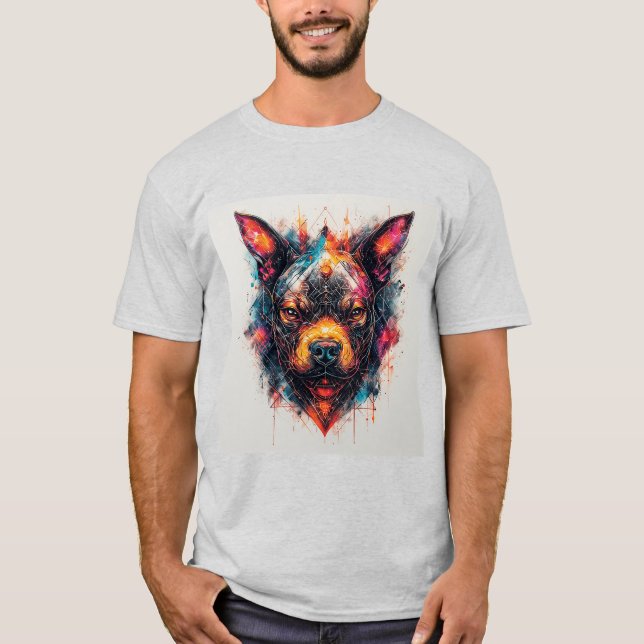 Hund mit modernem abstraktem Design T-Shirt (Vorderseite)