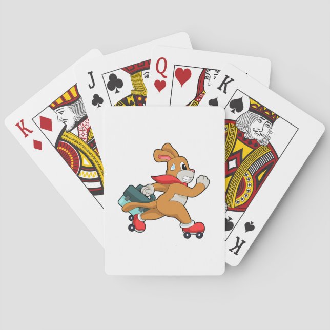 Hund mit Roller-Skaten Spielkarten (Rückseite)