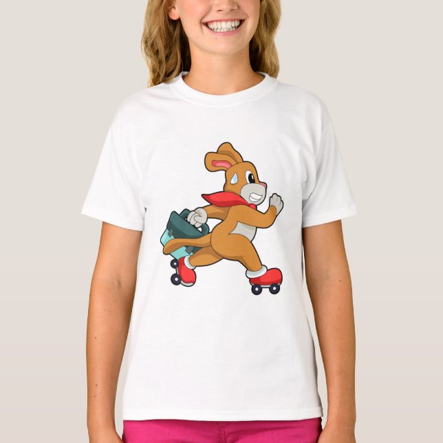 Hund mit Roller-Skaten T-Shirt (Vorderseite)