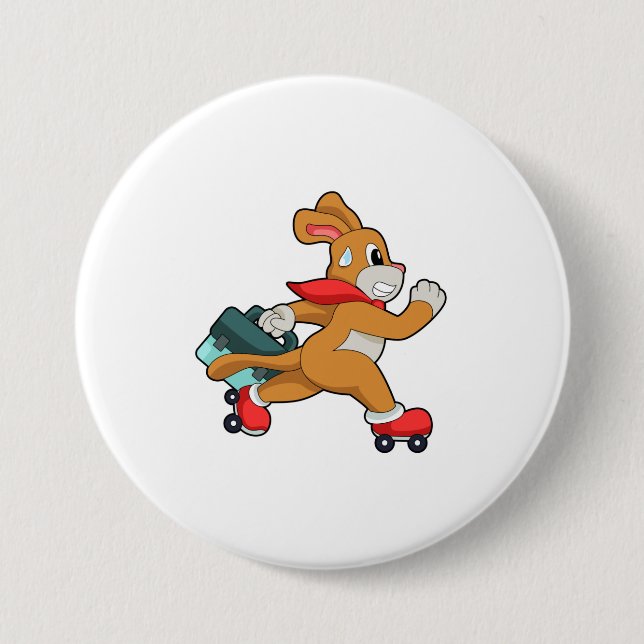 Hund mit Rollschuhen Button (Vorderseite)