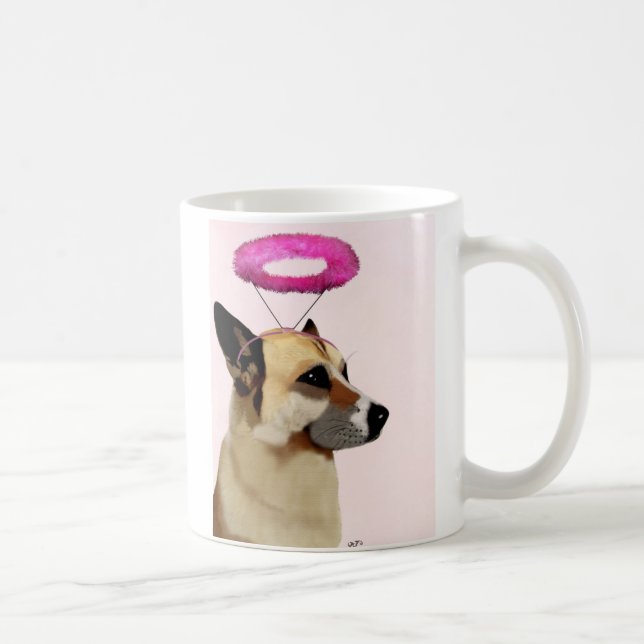 Hund mit rosa Halo Kaffeetasse (Rechts)