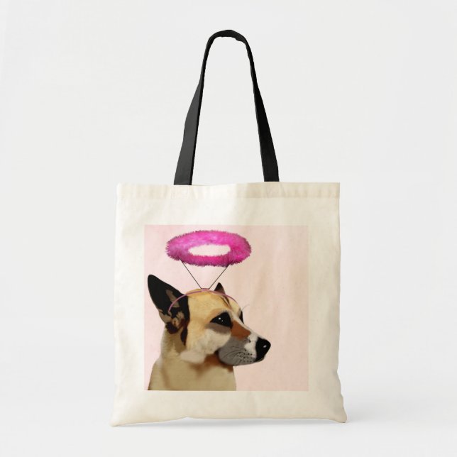 Hund mit rosa Halo Tragetasche (Vorne)