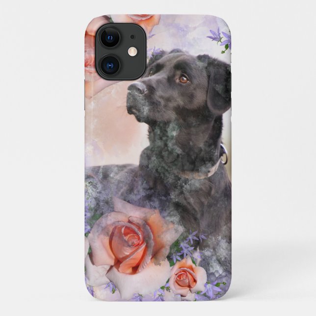 Hund mit Rose Case-Mate iPhone Hülle (Rückseite)