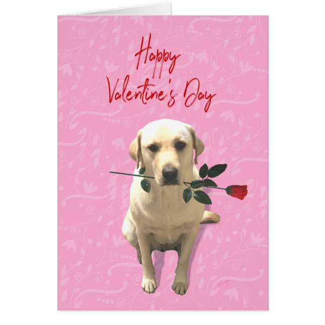 Hund mit Rose Happy Valentinstag Urlaub (Vorne)