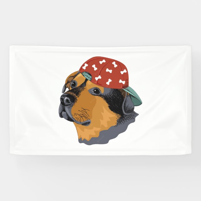 Hund mit roter Verschlusskappe Banner (Horizontal)