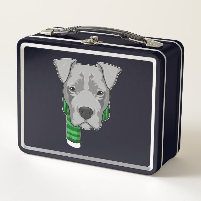 Hund mit Scarf Metall Brotdose (Vorderseite)