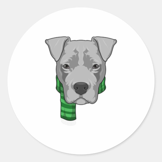 Hund mit Scarf Runder Aufkleber (Vorderseite)