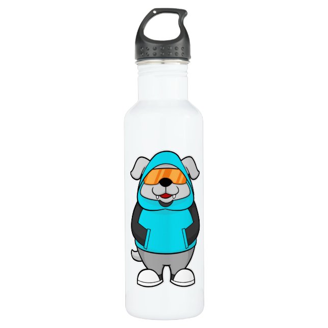 Hund mit Sonnenbrille Edelstahlflasche (Vorderseite)