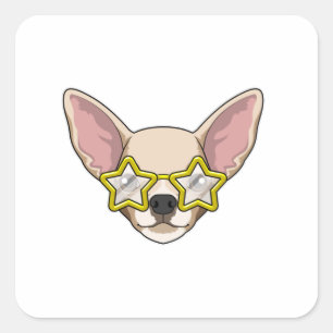 Hund mit Sonnenbrille Quadratischer Aufkleber
