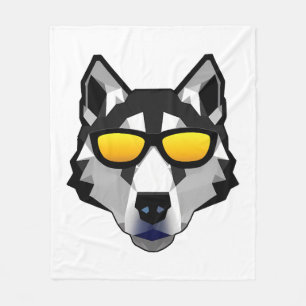 Hund mit Sonnenbrille - Sibirischer Husky Fleecedecke