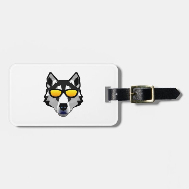 Hund mit Sonnenbrille - Sibirischer Husky Gepäckanhänger (Vorderseite horizontal)