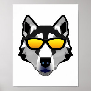 Hund mit Sonnenbrille - Sibirischer Husky Poster
